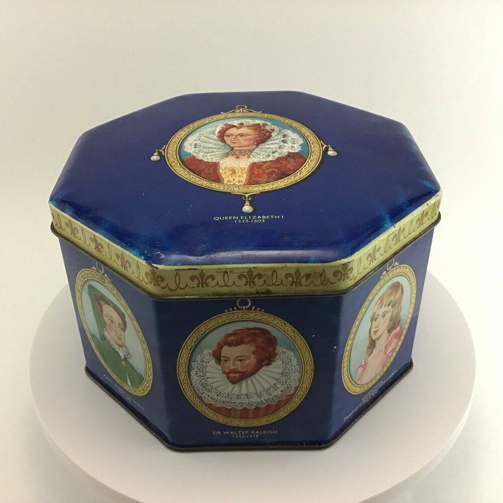 Vintage Carrs Elizabeth I Tin Biscuit Tin Tudor Tin EMPTY
